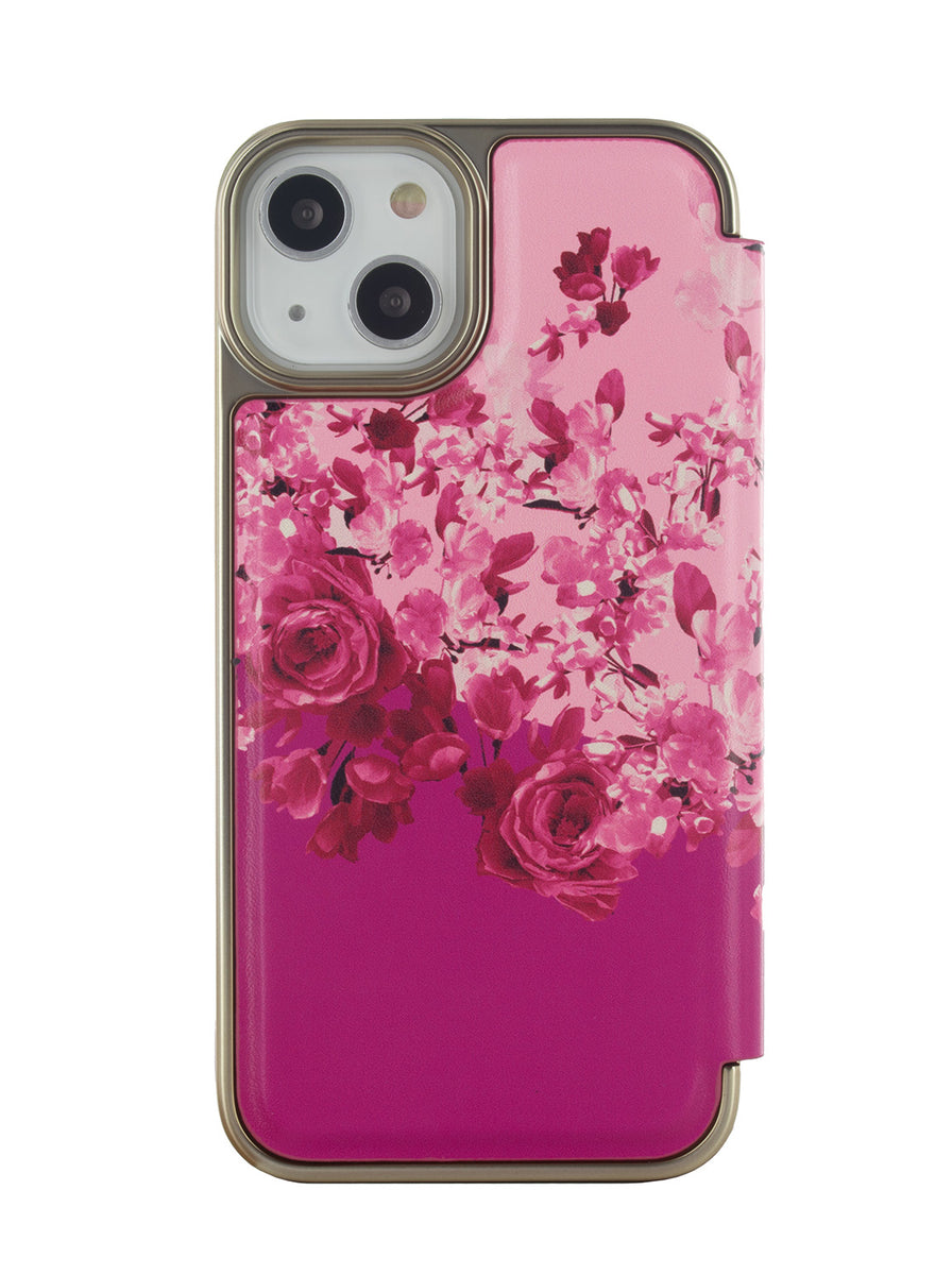 Ted Baker ALSTRO Pink Scattered Flowers Mirror Folio Phone Case 